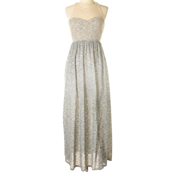 Gray with Beige Lace Detail Maxi Dress - (NWOT) - Picture 1 of 3